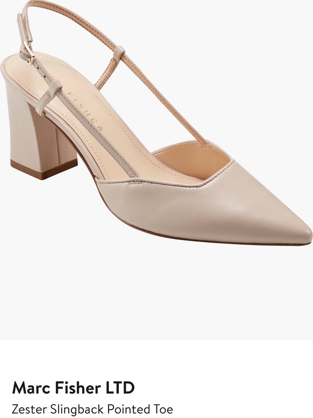 Marc Fisher Zester Slingback Pointed Toe Heels (Nude; 9.5)